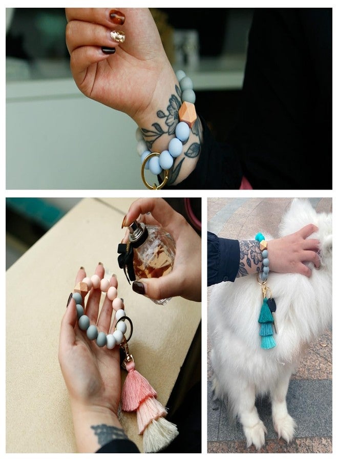 idooss Silicone Bracelet Keychain, Bracelet Keychain Wirstlet Portable House Car Key Ring Holder (H) - Image 5